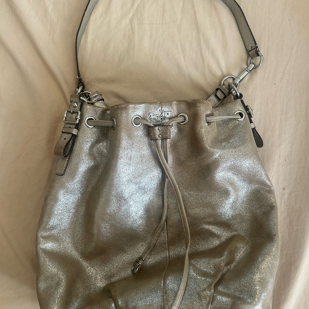 Coach Metallic Silver Hobo Bag